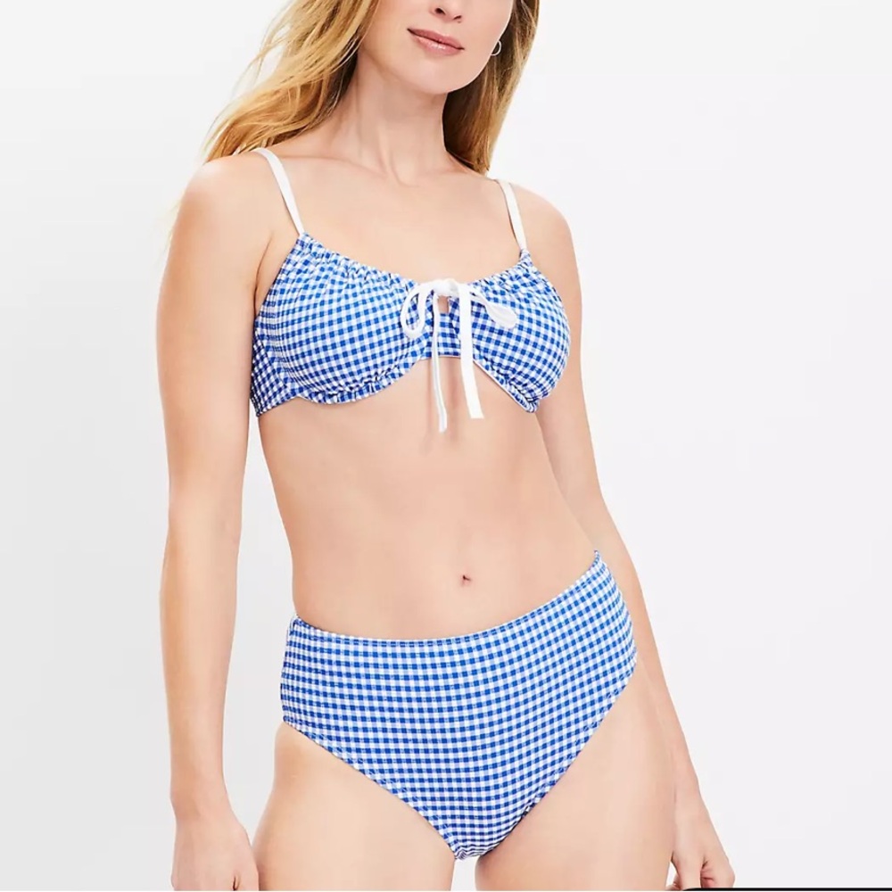 LOFT Blue and White Gingham Bikini Set